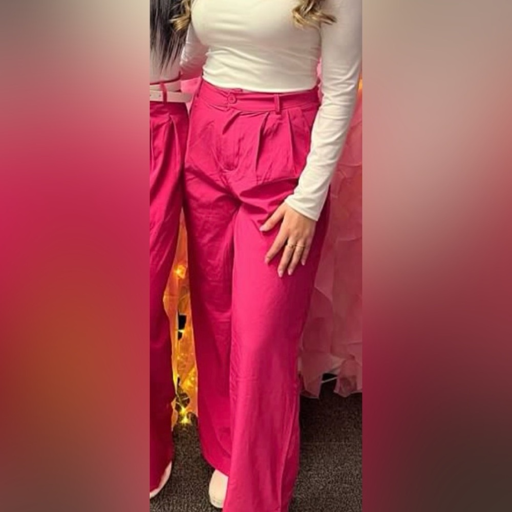 Women's Pink Wide-Leg Pants